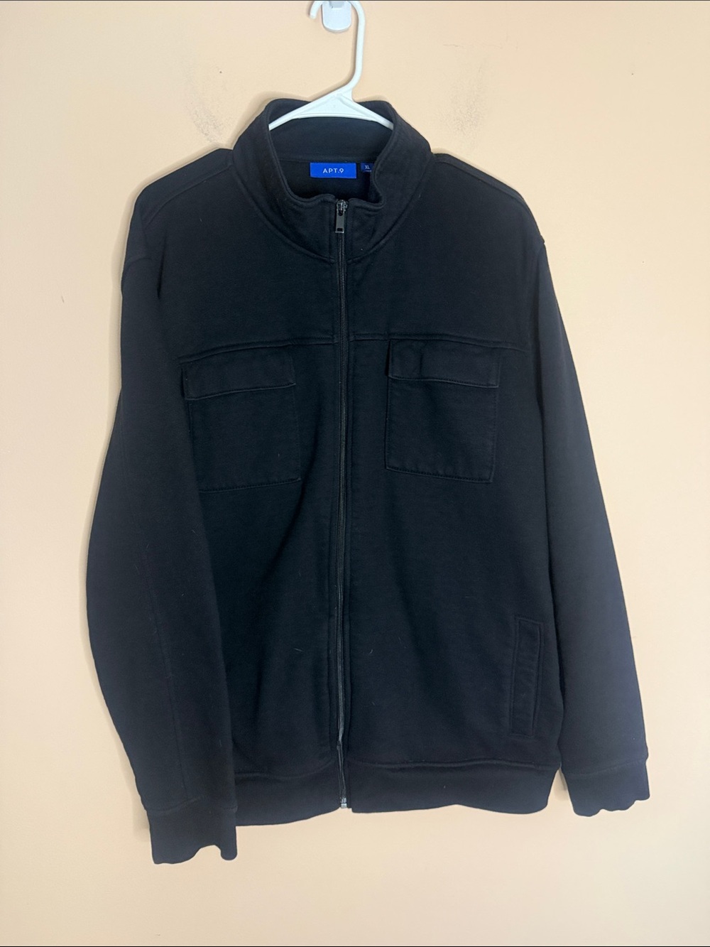 Apt. 9 Men's Black Full-Zip Stand Collar Sweater Jacket